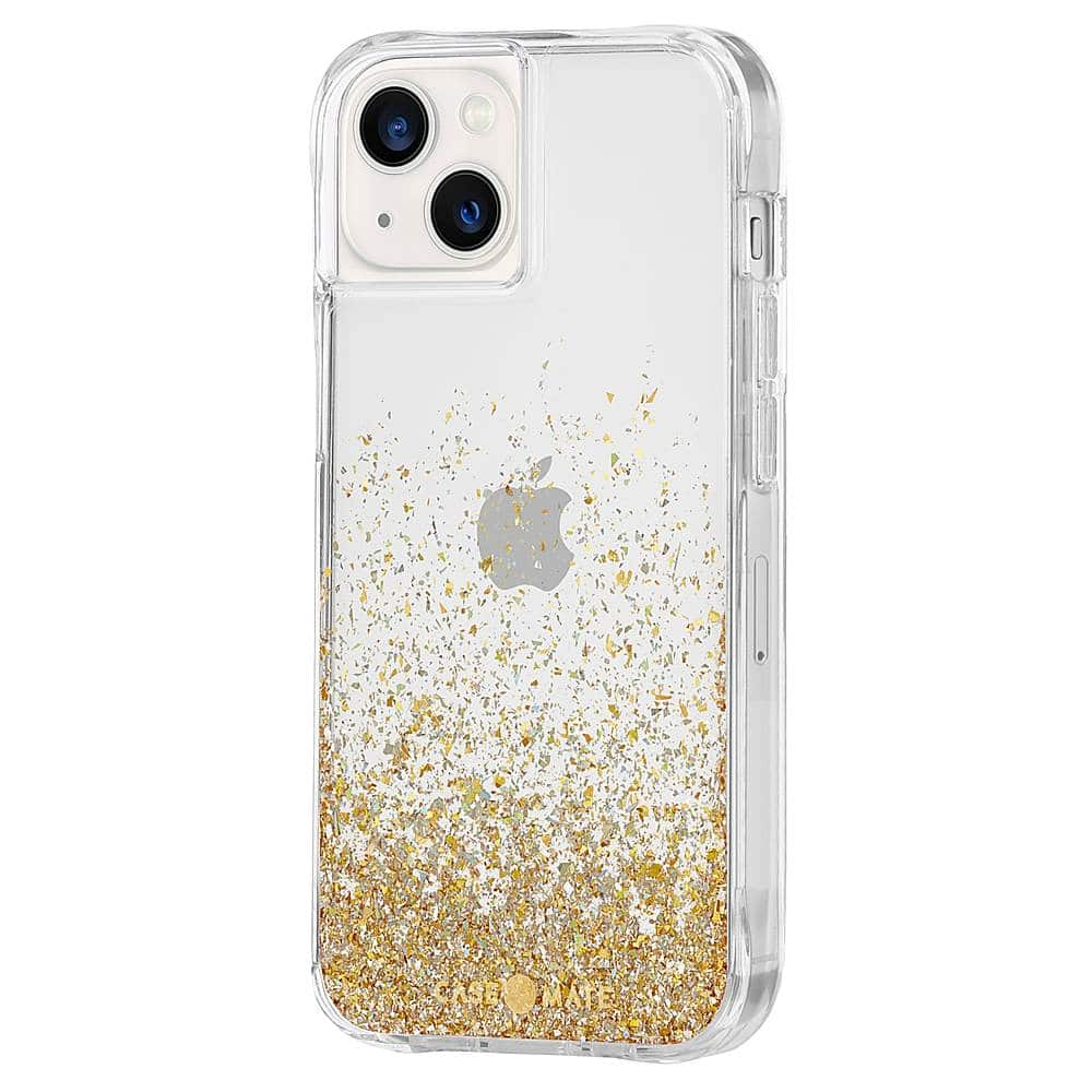 Left View: Case-Mate - Twinkle Ombre Hardshell Case for iPhone 13 - Gold