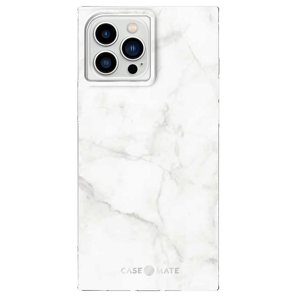 Front. Case-Mate - Blox Softshell Case for iPhone 13 Pro Max - White Marble.