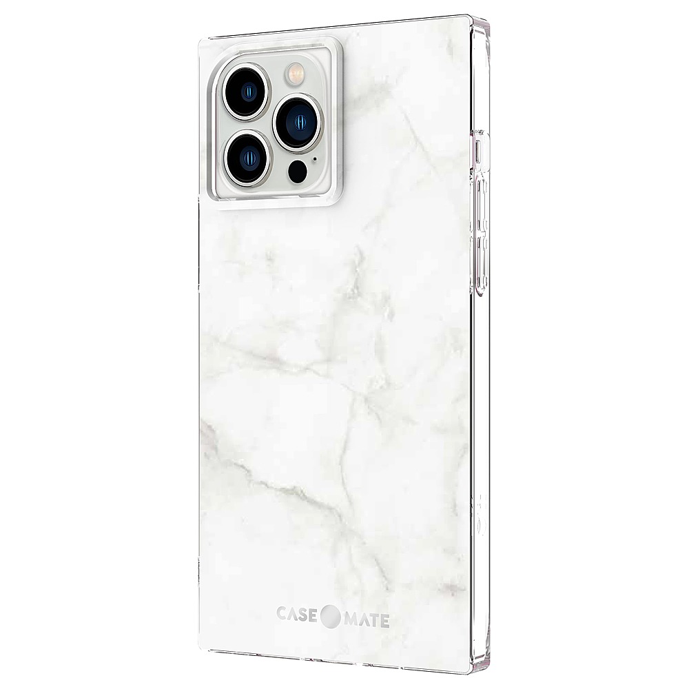 Left View: Case-Mate - Blox Softshell Case for iPhone 13 Pro Max - White Marble