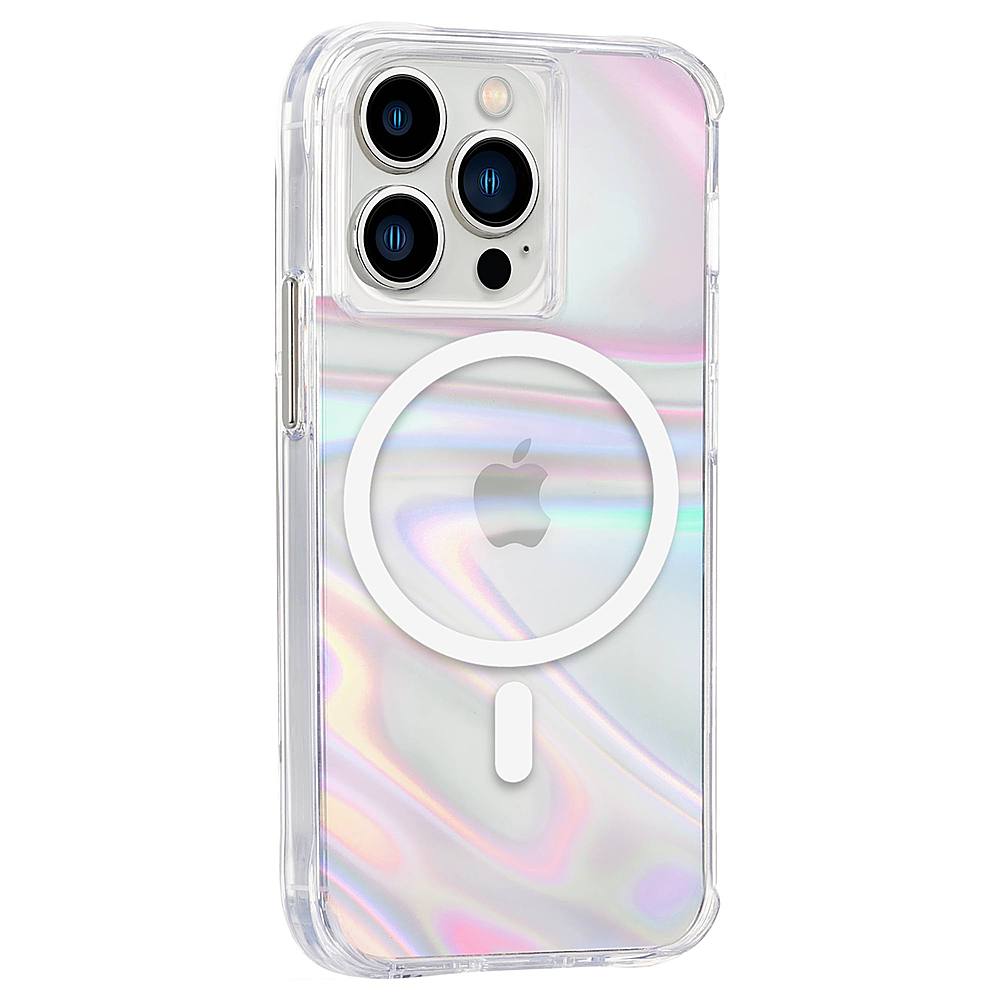 Angle View: Case-Mate - Soap Bubble Hardshell Case w/ MagSafe w/ Antimicrobial for iPhone 13 Pro - Iridescent