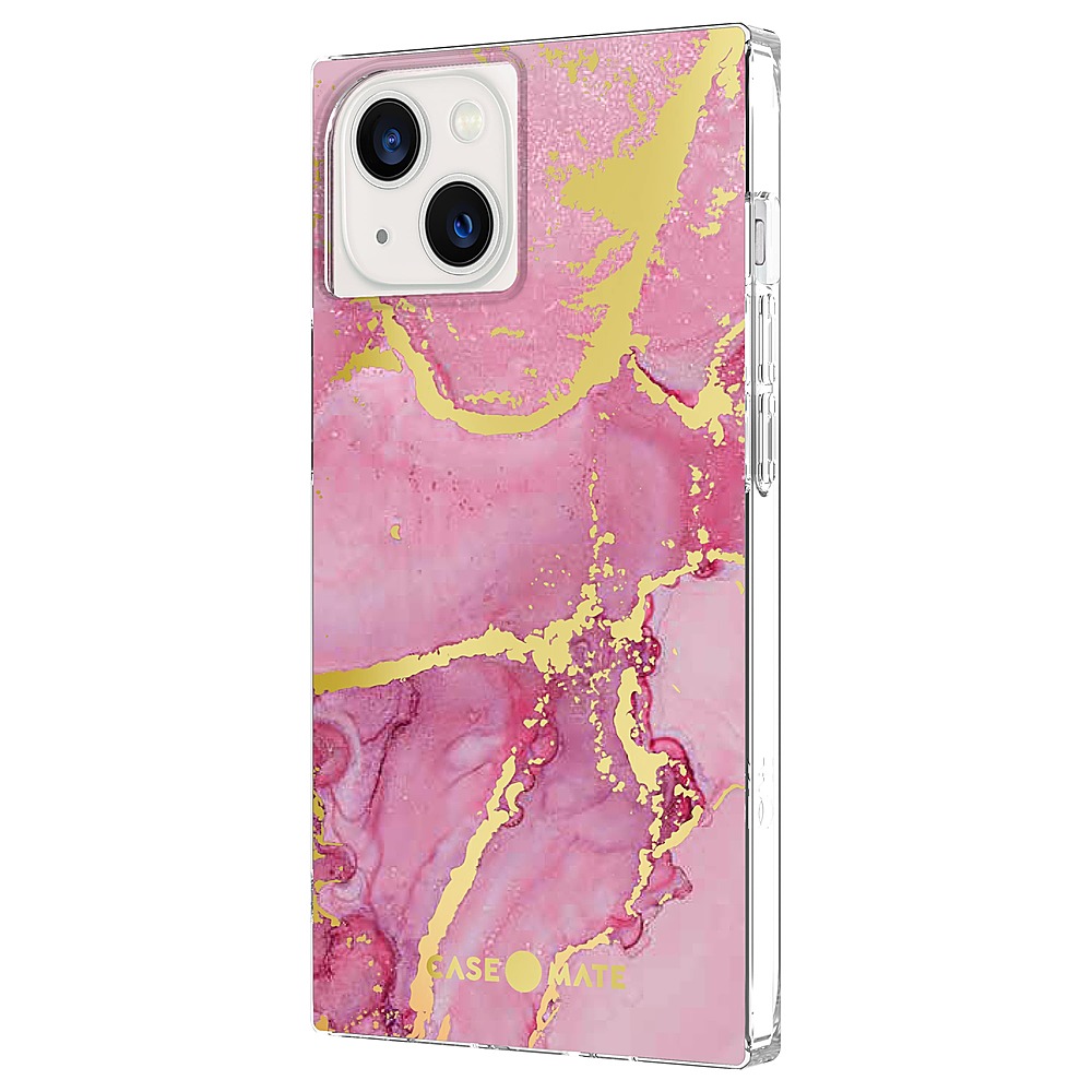 Left View: Case-Mate - Blox Softshell Case for iPhone 13 - Magenta Marble
