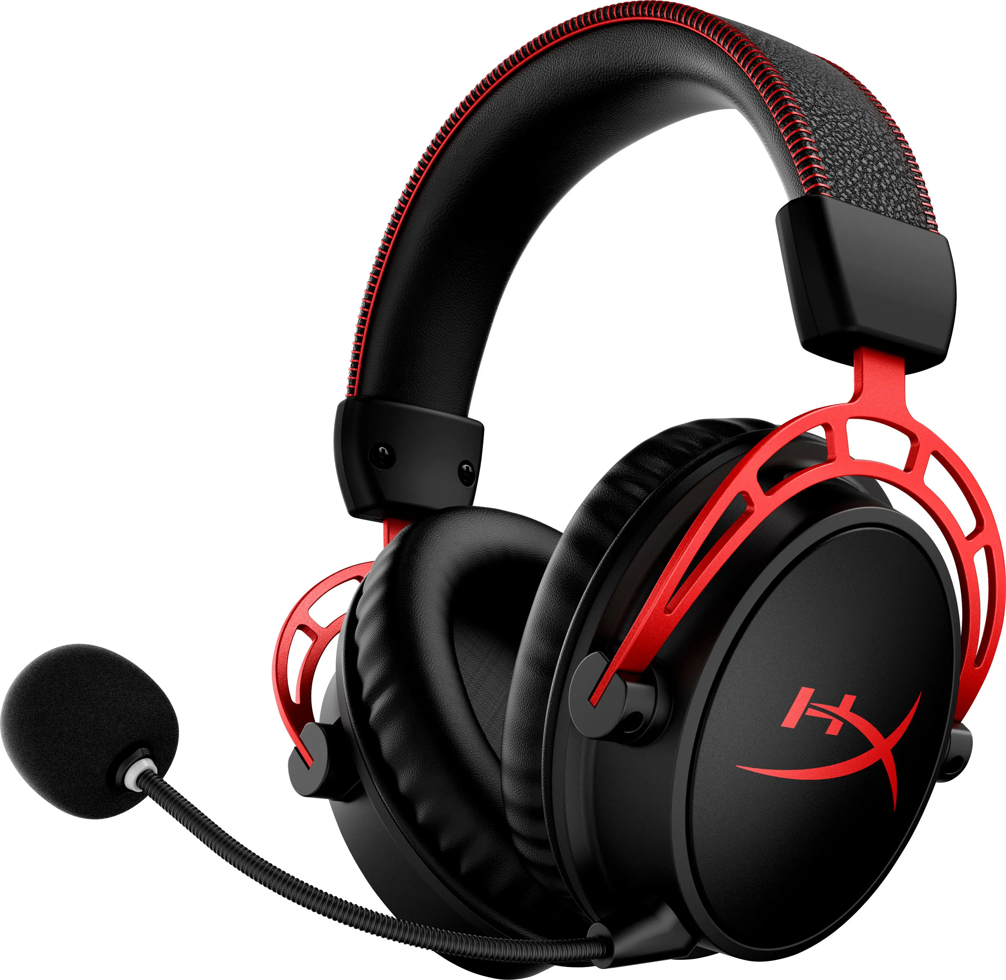 Front. HyperX - Cloud Alpha Wireless Gaming Headset for PC, PS5, and PS4 - Black/Red.