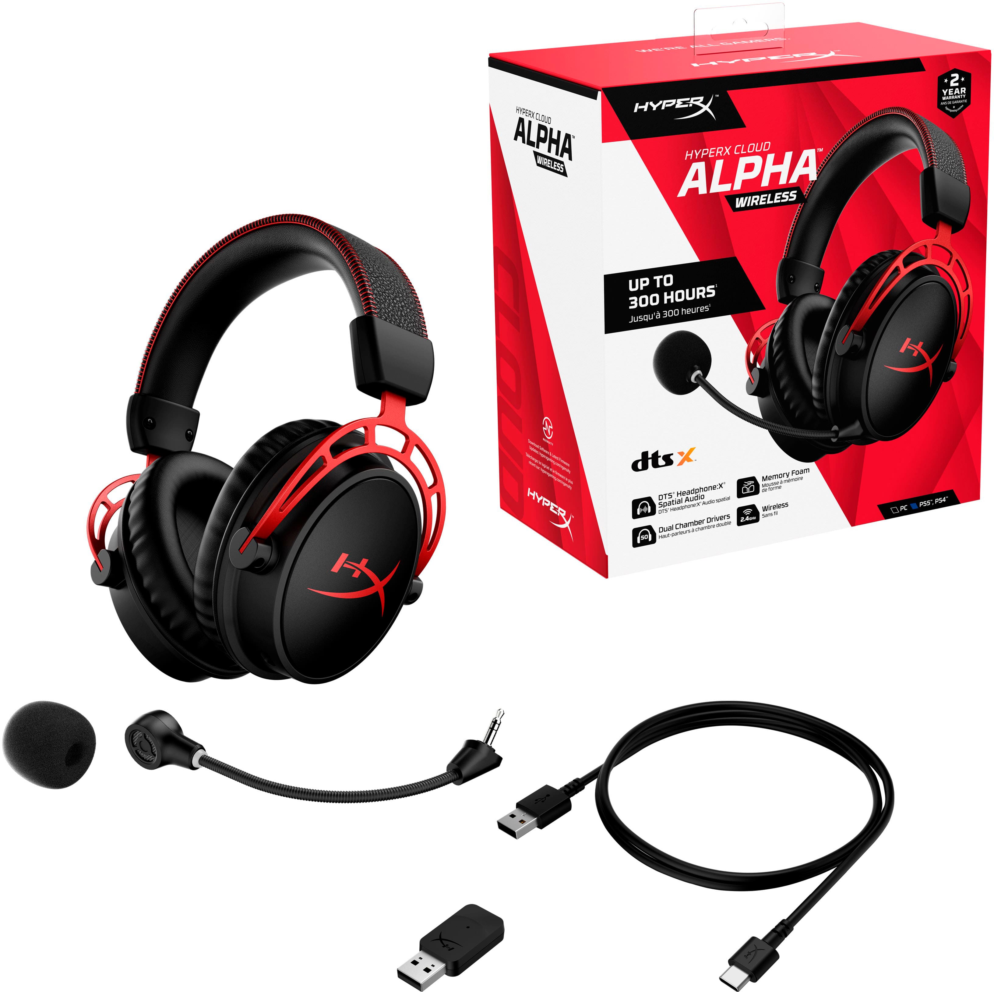 Alt View 14. HyperX - Cloud Alpha Wireless Gaming Headset for PC, PS5, and PS4 - Black/Red.