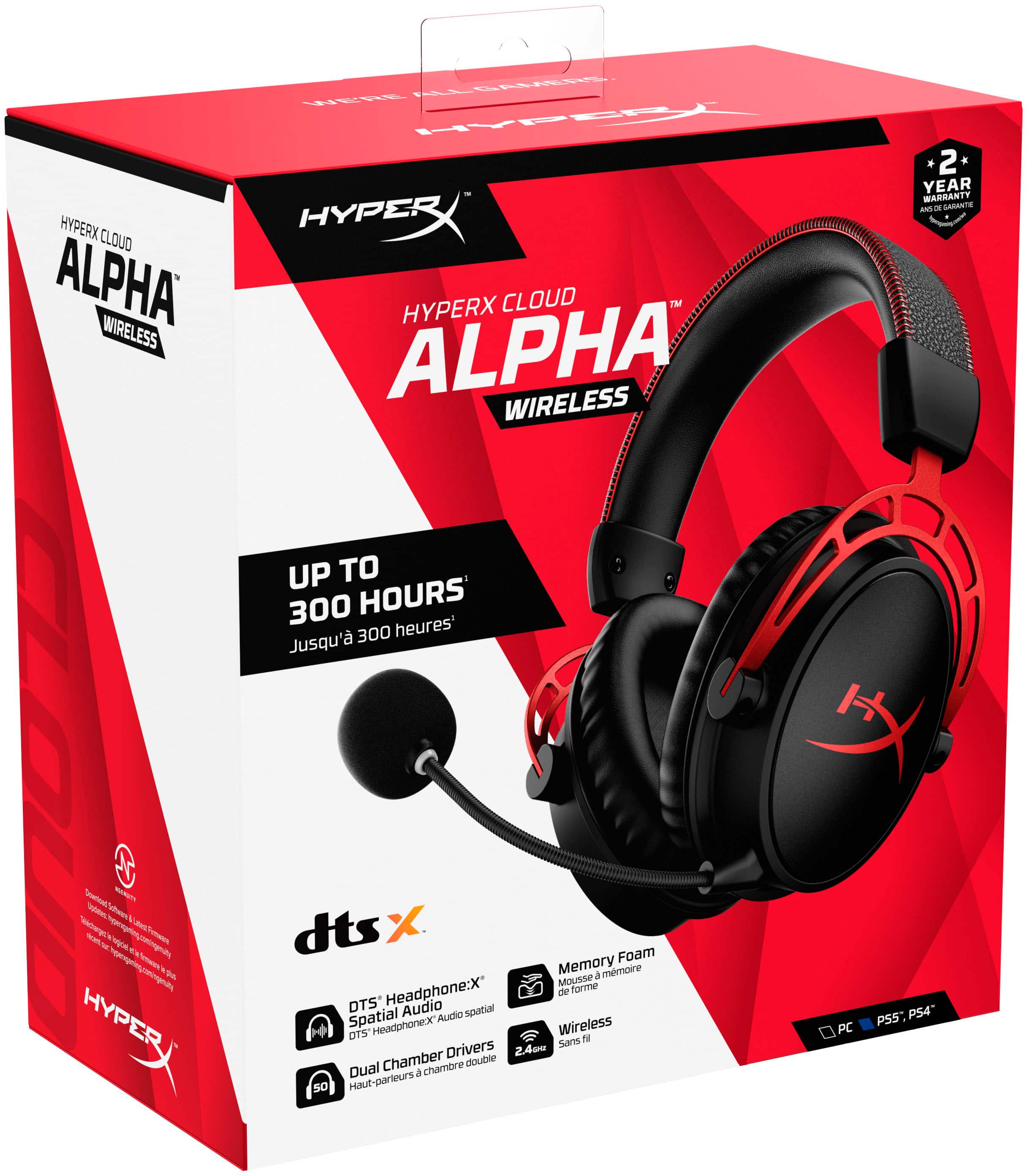 Alt View 15. HyperX - Cloud Alpha Wireless Gaming Headset for PC, PS5, and PS4 - Black/Red.