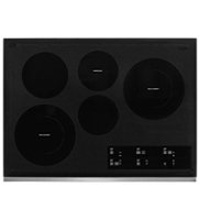 Whirlpool - 30" Built-In Electric Cooktop with 5 Burners and FlexHeat Dual Radiant Element - Black Stainless Steel - Front_Zoom