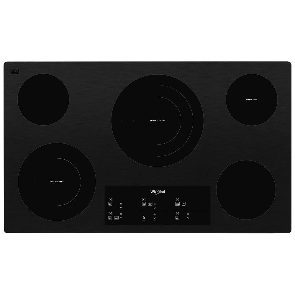 Whirlpool - 36" Built-In Electric Cooktop with 5 Burners and FlexHeat Triple Radiant Element - Black - Front_Zoom