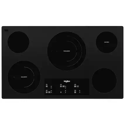 Front. Whirlpool - 36" Built-In Electric Cooktop with 5 Burners and FlexHeat Triple Radiant Element - Black.
