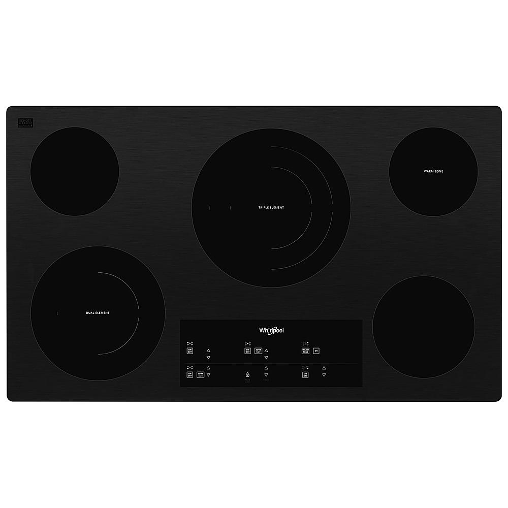 Front. Whirlpool - 36" Built-In Electric Cooktop with 5 Burners and FlexHeat Triple Radiant Element - Black.