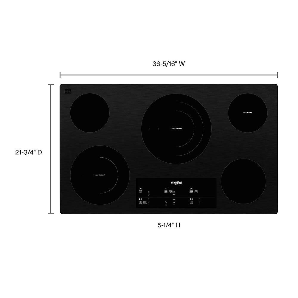 Alt View 11. Whirlpool - 36" Built-In Electric Cooktop with 5 Burners and FlexHeat Triple Radiant Element - Black.
