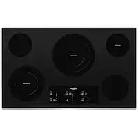 Whirlpool - 36" Built-In Electric Cooktop with 5 Burners and FlexHeat Triple Radiant Element - Black Stainless Steel - Front_Zoom