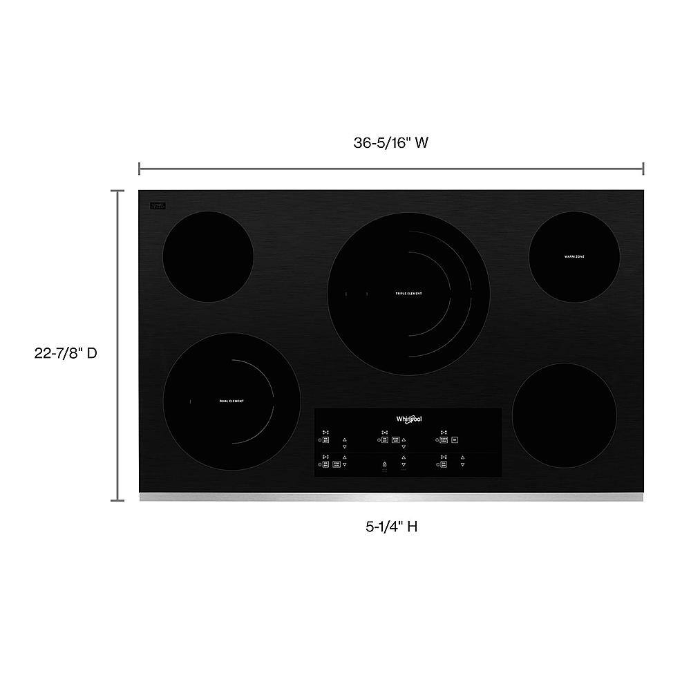 Alt View 11. Whirlpool - 36" Built-In Electric Cooktop with 5 Burners and FlexHeat Triple Radiant Element - Black Stainless Steel.