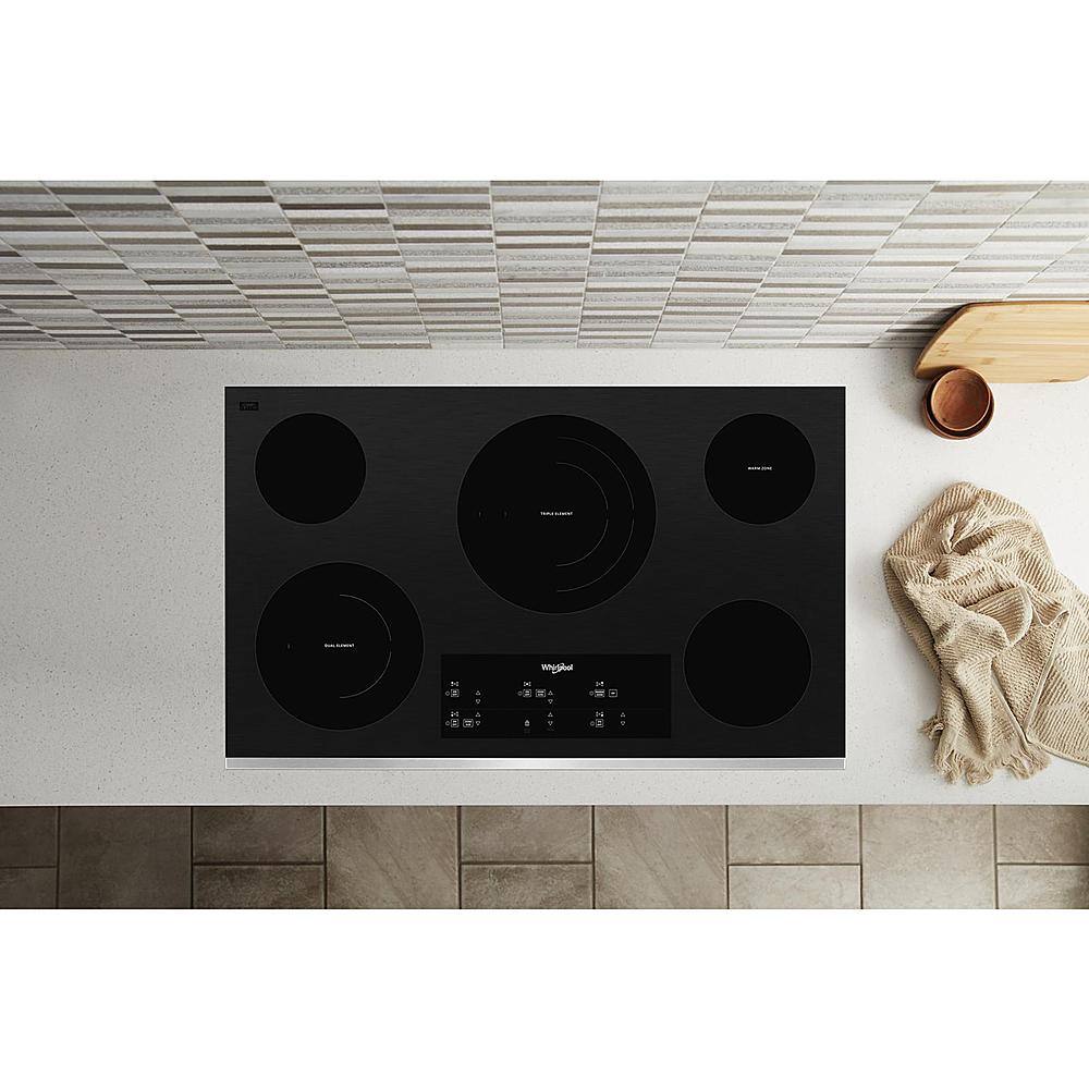 Alt View 12. Whirlpool - 36" Built-In Electric Cooktop with 5 Burners and FlexHeat Triple Radiant Element - Black Stainless Steel.