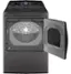 Angle. GE Profile - 7.4 cu. ft. Smart Electric Dryer with Sanitize Cycle and Sensor Dry - Gray.