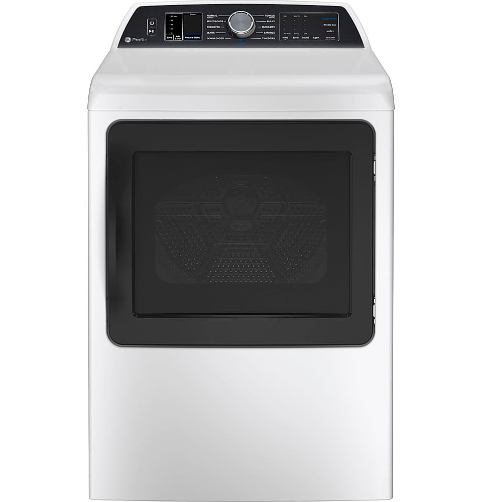 Front. GE Profile - 7.4 cu. ft. Smart Electric Dryer with Sanitize Cycle and Sensor Dry - White.