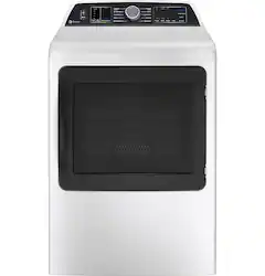 GE Profile - 7.4 cu. Ft. Smart Electric Dryer with Steam, Sanitize Cycle and Sensor Dry - White - Front_Zoom