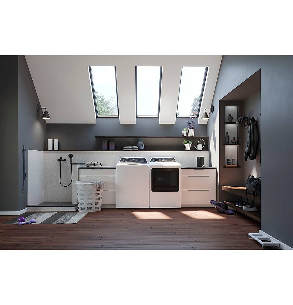 Alt View 6. GE Profile - 7.4 cu. ft. Smart Electric Dryer with Sanitize Cycle and Sensor Dry - White.