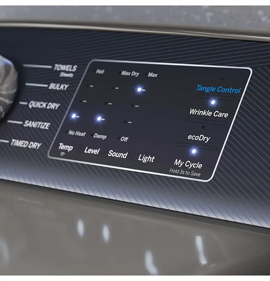 Alt View 12. GE Profile - 7.4 cu. ft. Smart Gas Dryer with Sanitize Cycle and Sensor Dry - Diamond Gray.