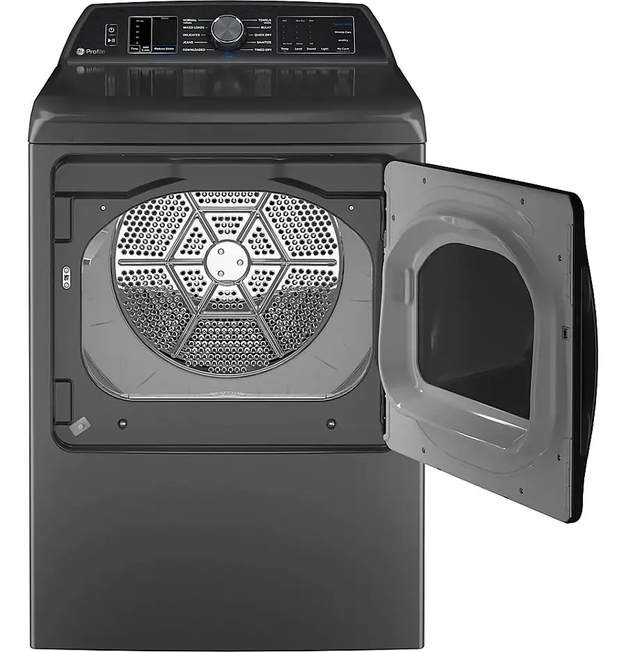 Alt View 2. GE Profile - 7.4 cu. ft. Smart Gas Dryer with Sanitize Cycle and Sensor Dry - Diamond Gray.