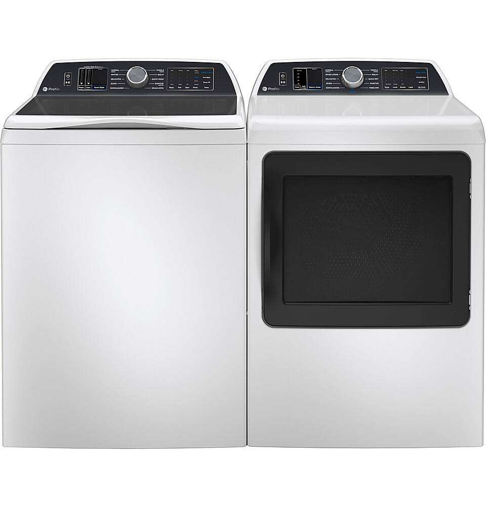 Alt View 3. GE Profile - 7.4 cu. ft. Smart Gas Dryer with Sanitize Cycle and Sensor Dry - White.