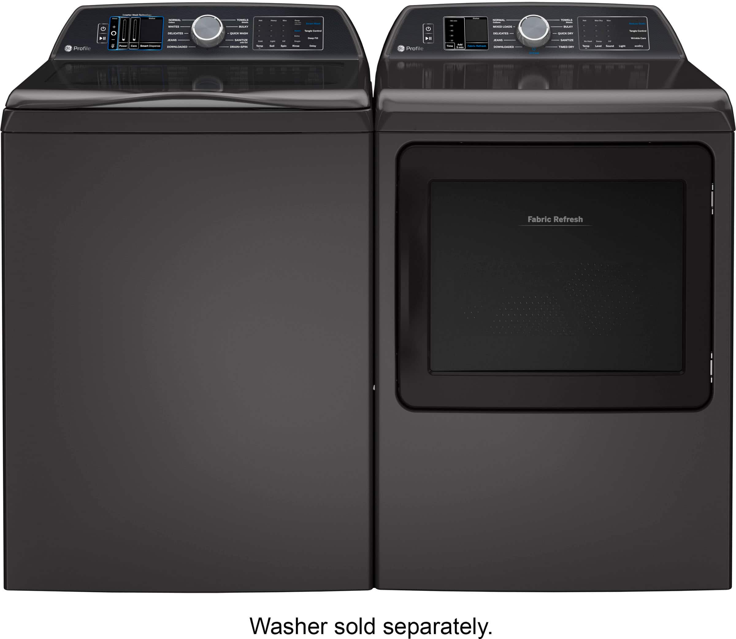 Alt View 3. GE Profile - 7.3 cu. ft. Smart Electric Dryer with Fabric Refresh, Steam, and Washer Link - Gray.