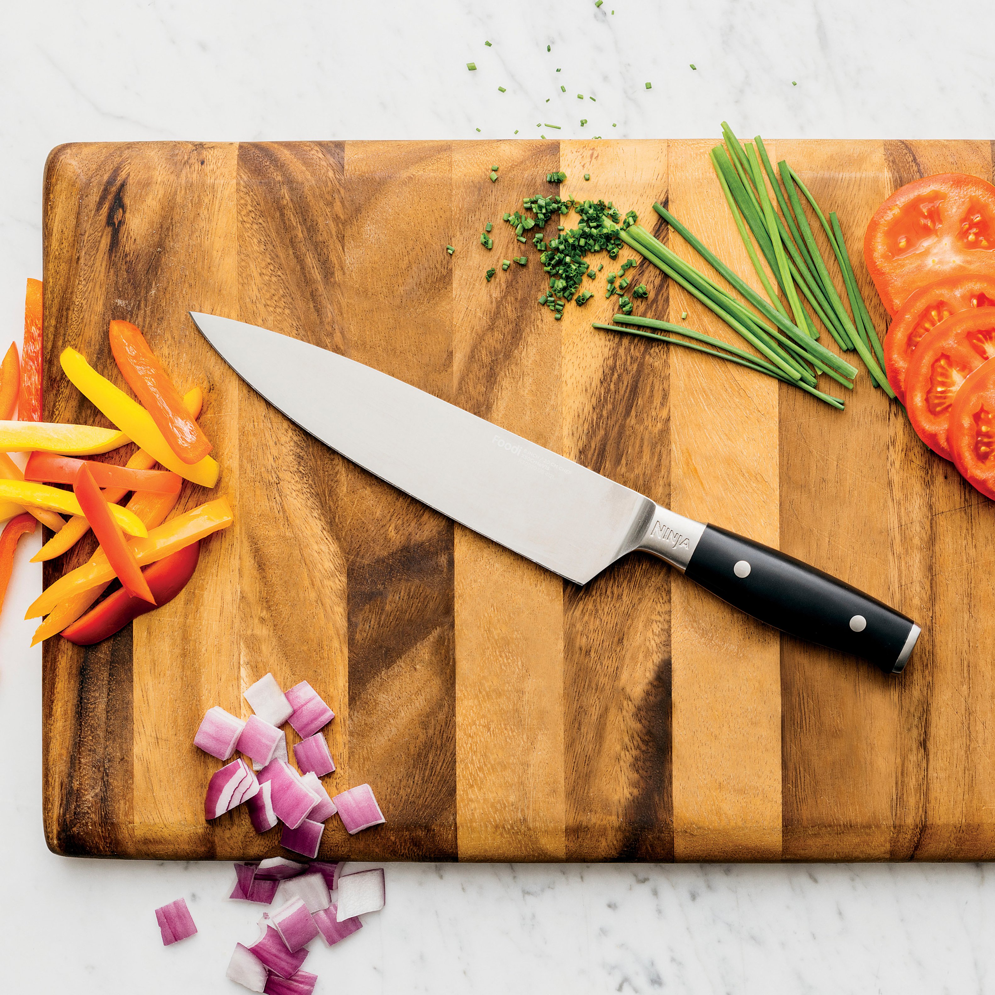  Ninja K32502 Foodi NeverDull System Chef Knife & Knife  Sharpener Set, Premium, German Stainless Steel, Black : Everything Else
