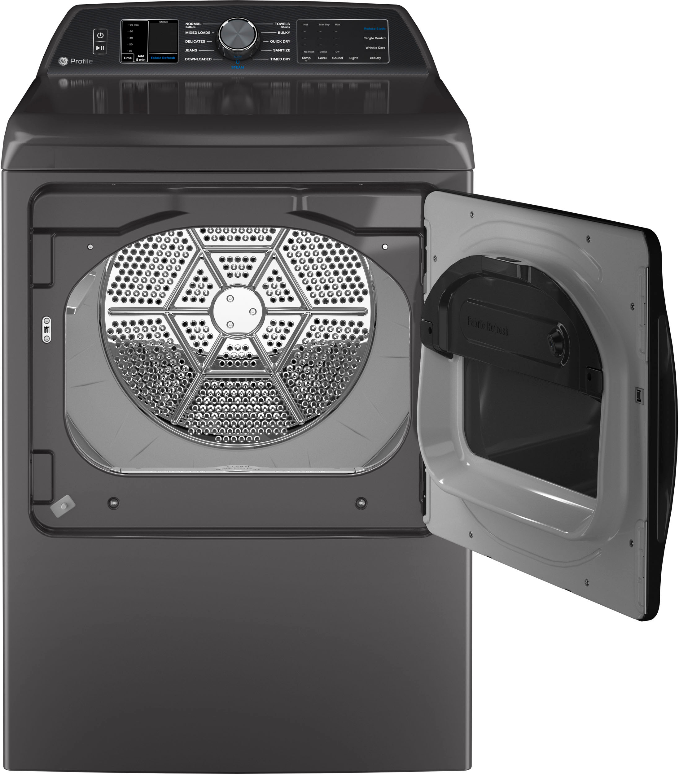 Angle View: GE Profile - 7.3 cu. ft. Smart Gas Dryer with Fabric Refresh and Sanitize Cycle - Diamond gray