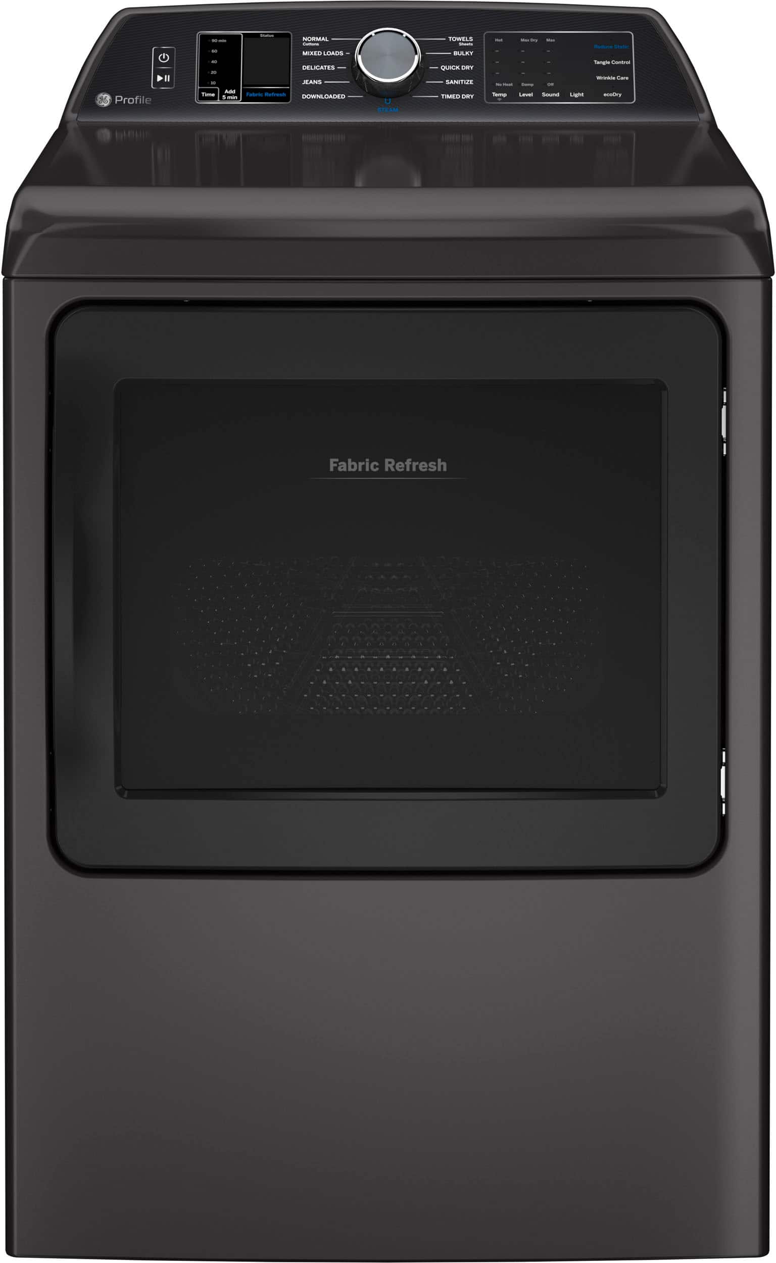 Front. GE Profile - 7.3 cu. ft. Smart Gas Dryer with Fabric Refresh, Steam, and Washer Link - Diamond Gray.