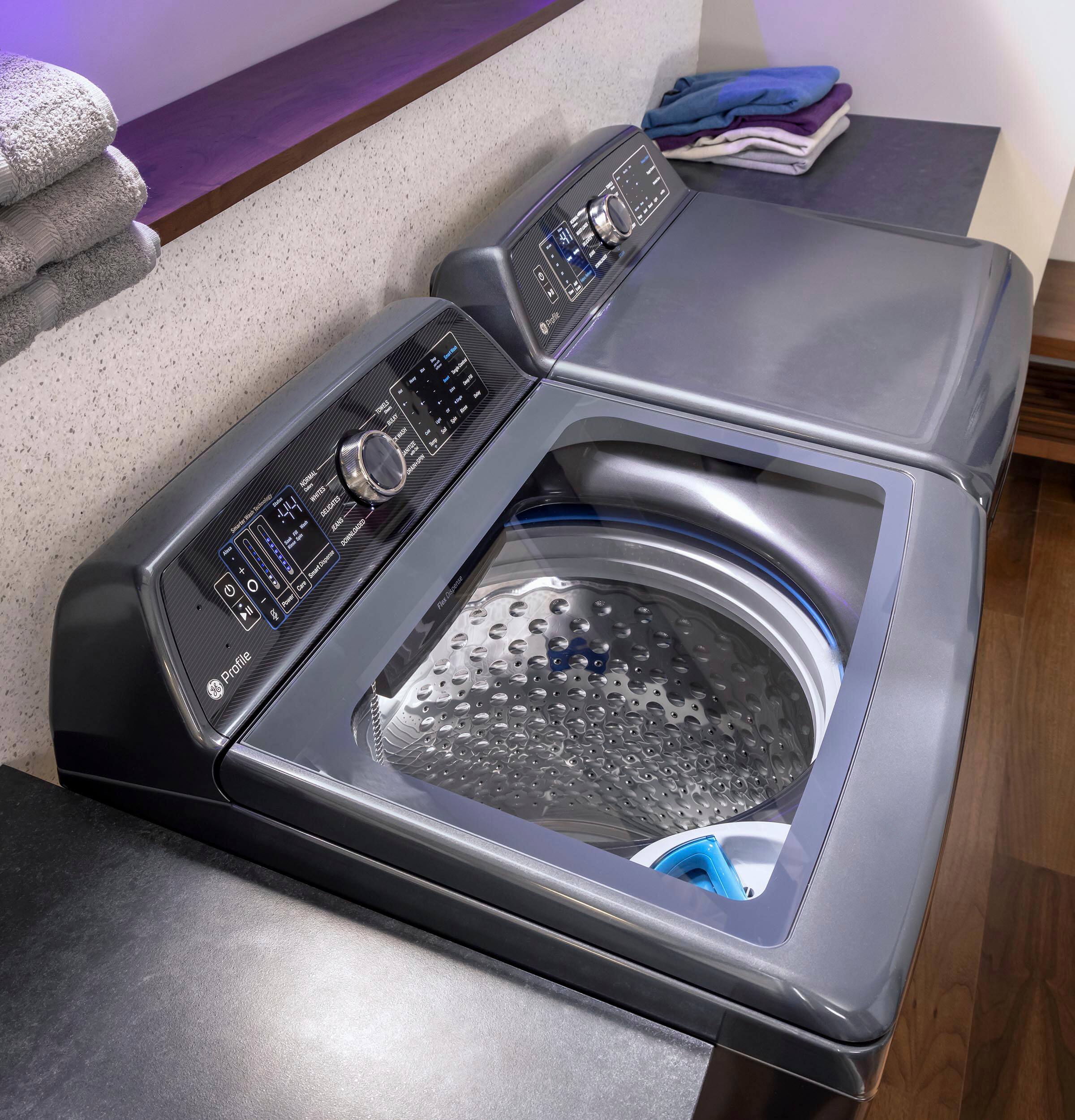 Alt View 13. GE Profile - 7.3 cu. ft. Smart Gas Dryer with Fabric Refresh, Steam, and Washer Link - Diamond Gray.