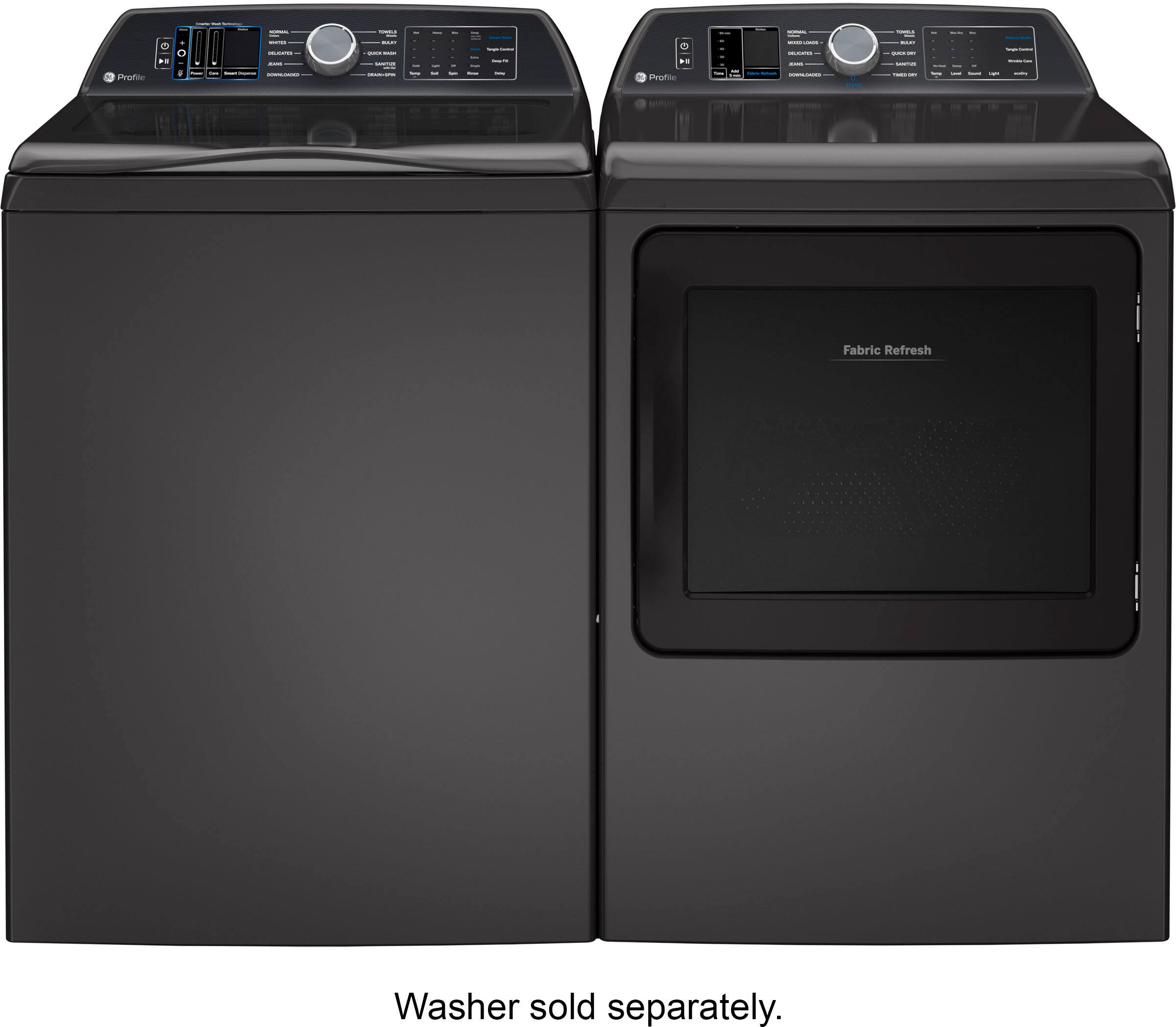 Alt View 3. GE Profile - 7.3 cu. ft. Smart Gas Dryer with Fabric Refresh, Steam, and Washer Link - Diamond Gray.