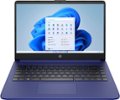 Front. HP - 14" Laptop - Intel Celeron - 4GB Memory - 64GB eMMC - Indigo Blue.
