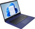 Left. HP - 14" Laptop - Intel Celeron - 4GB Memory - 64GB eMMC - Indigo Blue.