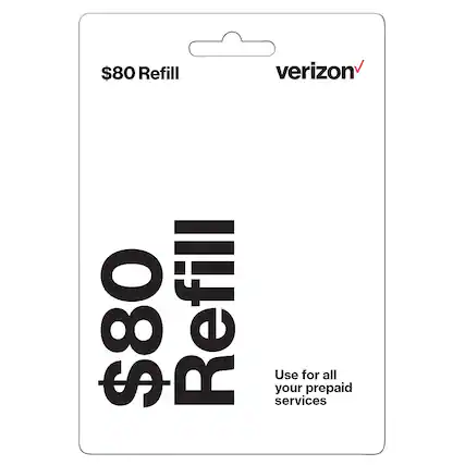 Front. Verizon - $80 Prepaid Card.