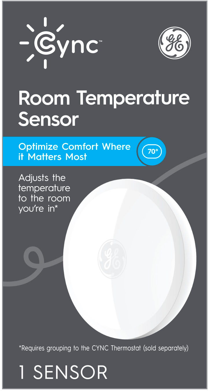 GE CYNC Room Temperature Sensor, Pairs with the CYNC Smart Thermostat (sold  separately), White White 93129901 - Best Buy