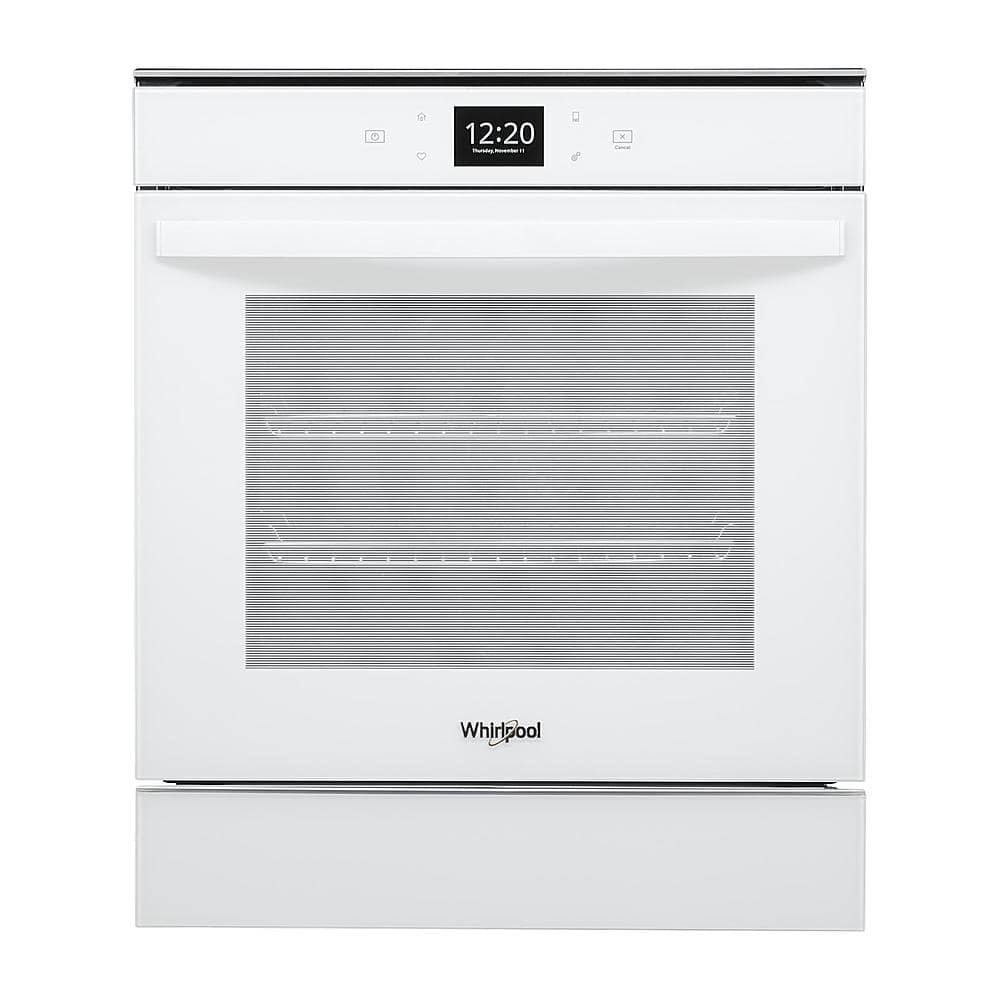 Front. Whirlpool - 24" Built-In Single Electric Convection Wall Oven with Adjustable Self-Clean Cycle - White.