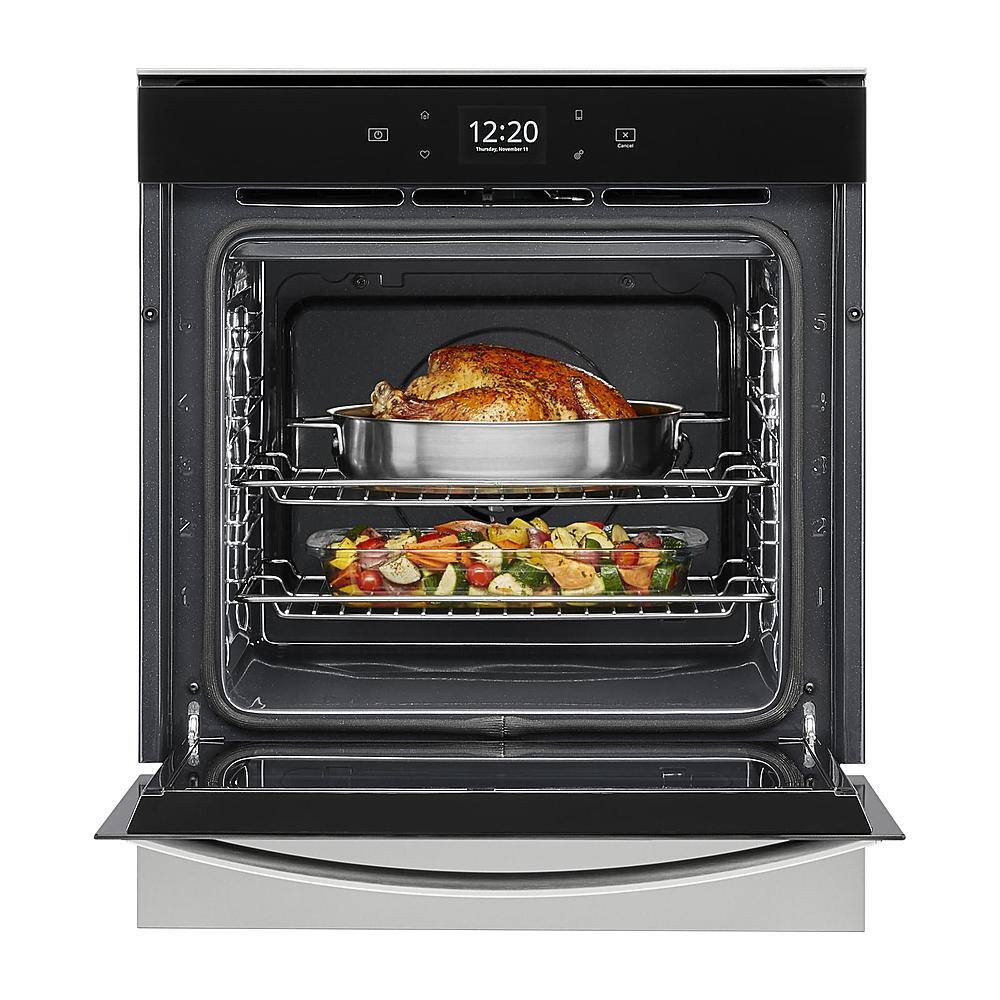Alt View 12. Whirlpool - 24" Built-In Single Electric Convection Wall Oven with Adjustable Self-Clean Cycle - Stainless Steel.