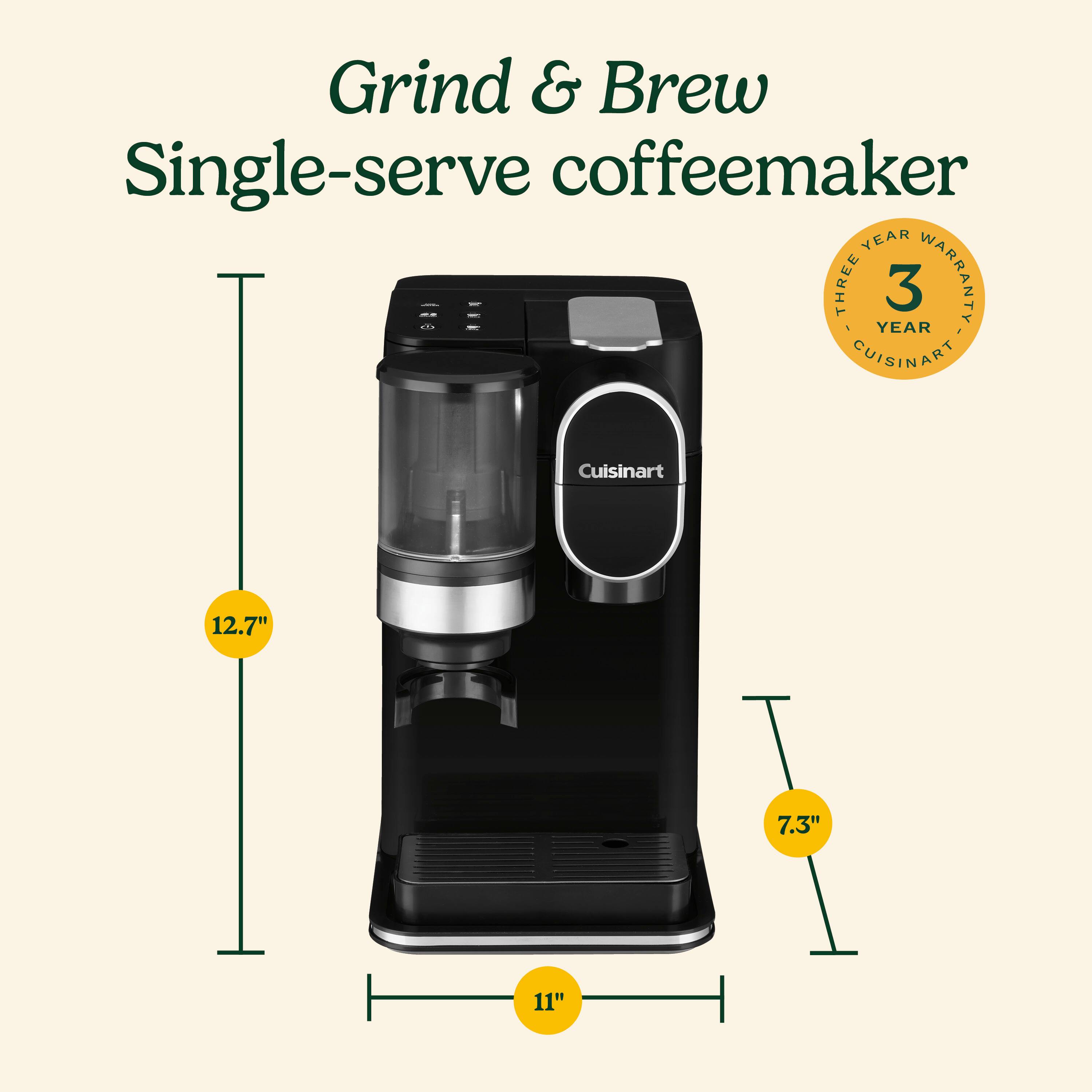 Grind & Brew Single-serve Coffee Maker - 3 Year Warranty - Cuisinart - 12.7" x 7.3" x 11"