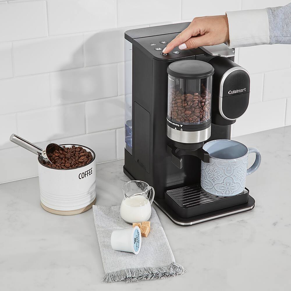 Brew a single-serving with freshly ground beans in the reusable filter cup. Compatible with most single-serve pods. Cuisinart HomeBarista - Adjusting 5 Two ways to brew: Grind directly into the Cuisinart HomeBarista or use your favorite single-serve pods.