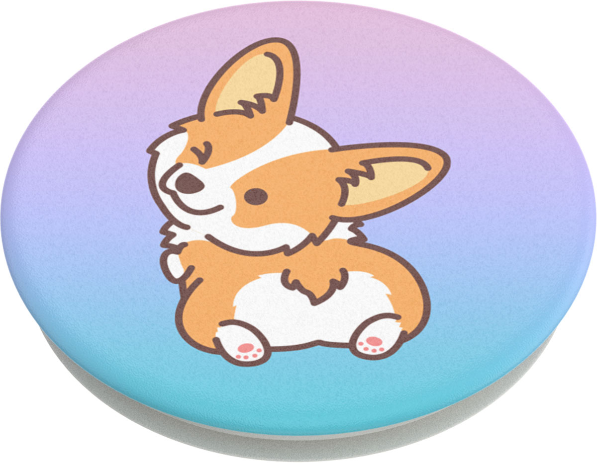 Left View: PopSockets - PopGrip Cell Phone Grip and Stand - Cheeky Corgi