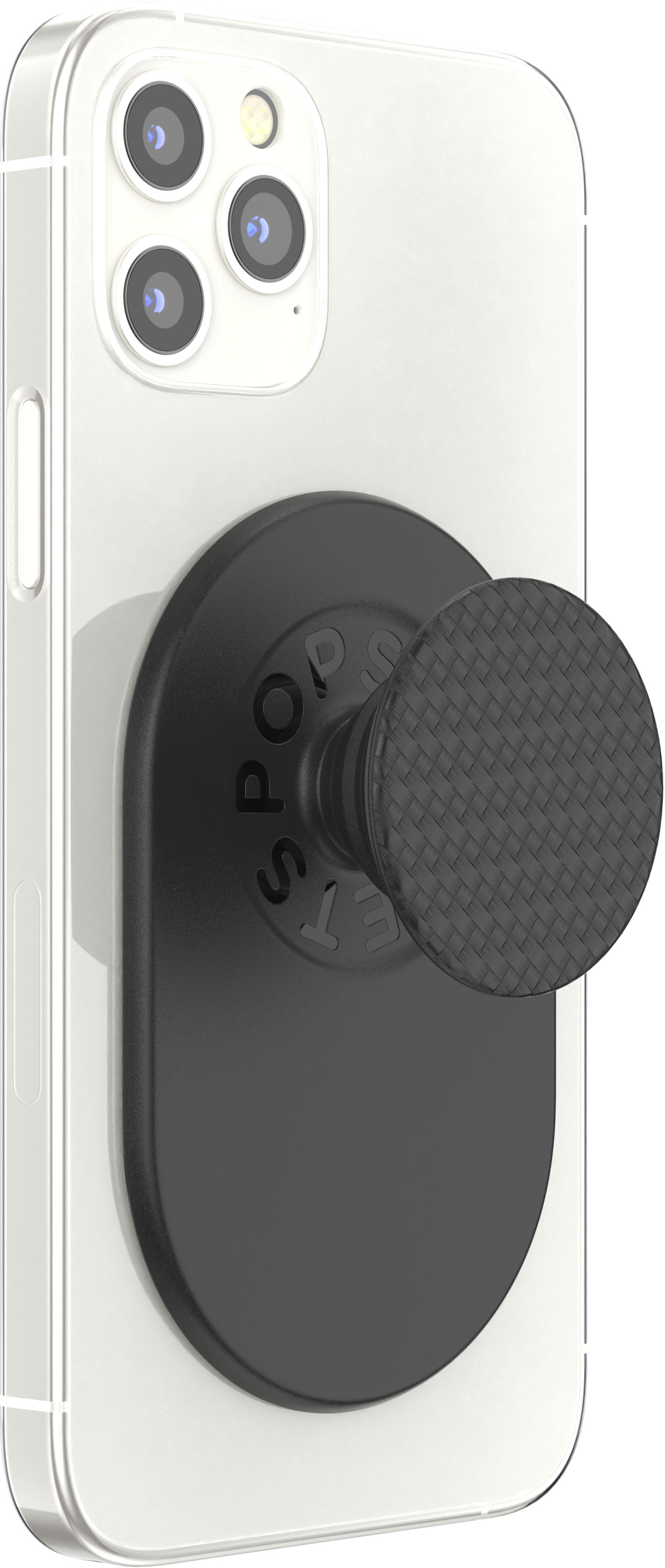Angle View: PopSockets - MagSafe Pill-shape PopGrip Cell Phone Grip & Stand - Carbonite Weave