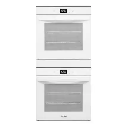 Front. Whirlpool - 24" Built-In Double Electric Convection Wall Oven with WiFi - White.