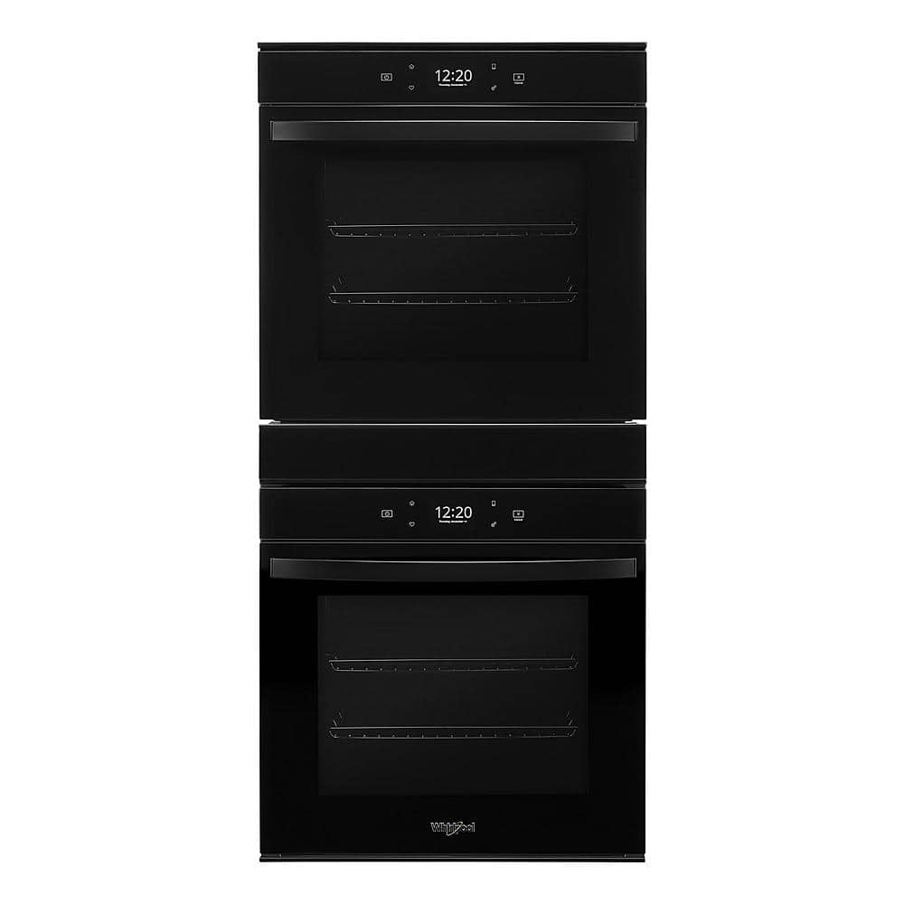 Front. Whirlpool - 24" Built-In Double Electric Convection Wall Oven with WiFi - Black.
