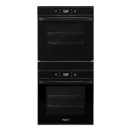 Front. Whirlpool - 24" Built-In Double Electric Convection Wall Oven with WiFi - Black.