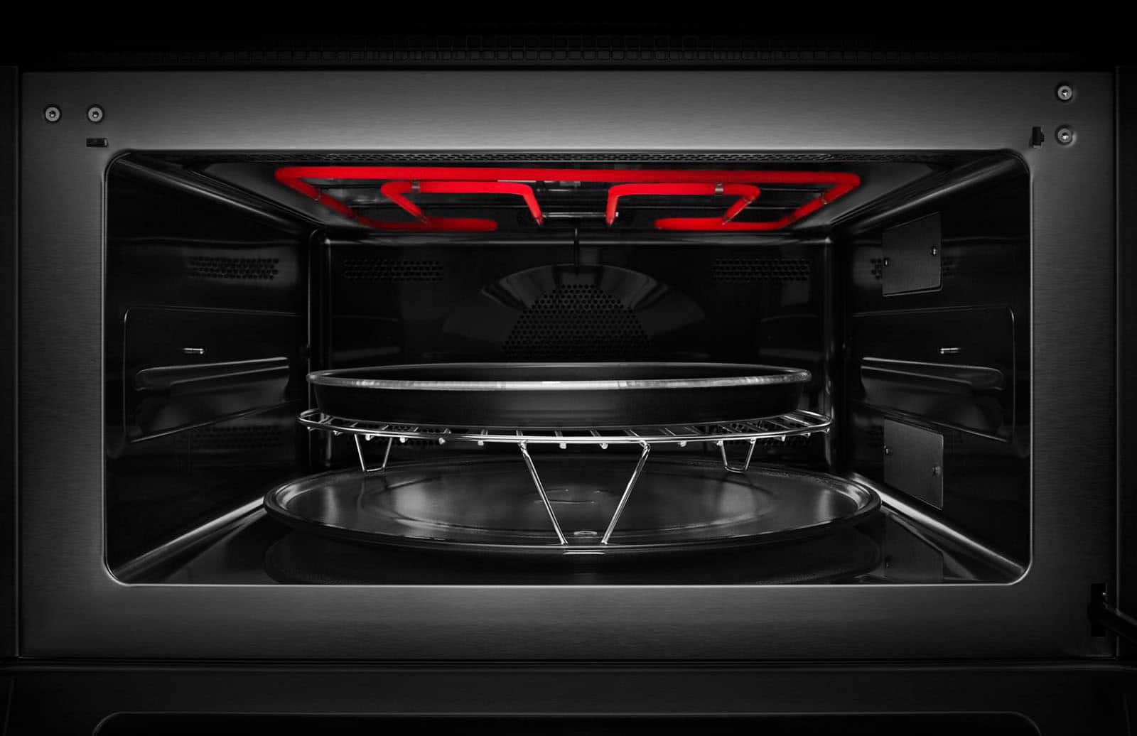 Alt View 12. JennAir - 1.4 Cu. Ft. Convection Microwave with Sensor Cooking and Speed-Cook - Floating Glass Black.