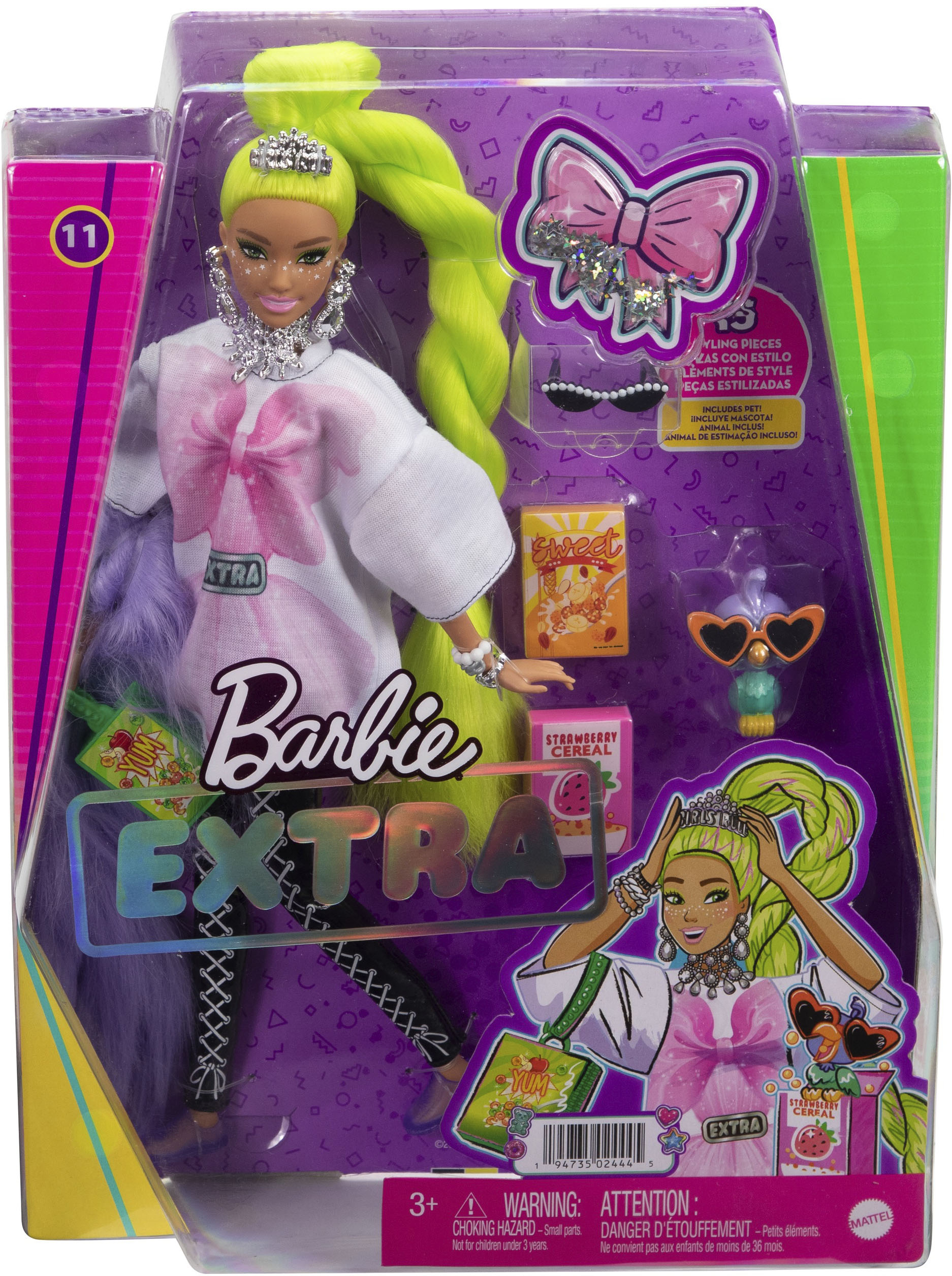 Angle View: Barbie - Extra Doll and Pet with Neon Green Hair