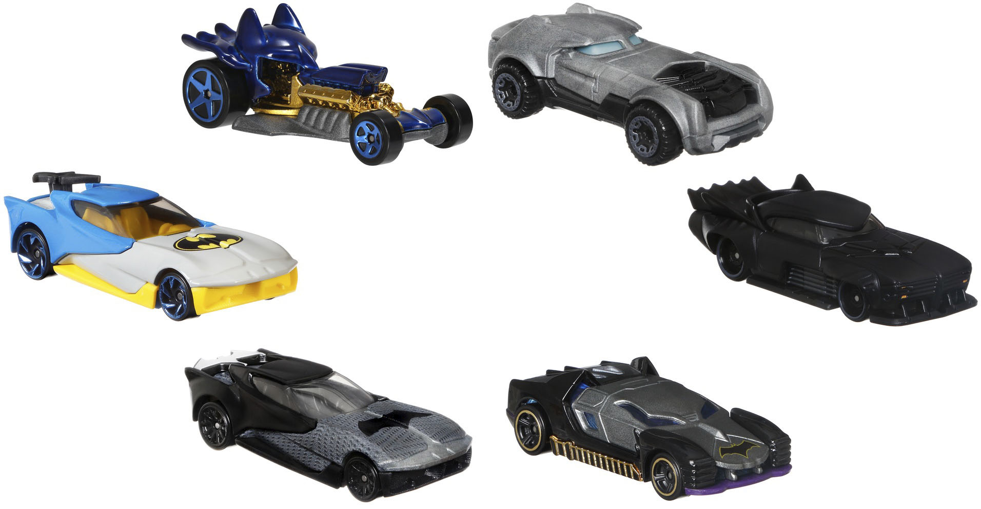 Angle View: Hot Wheels - Batman Character Car, 6 pack