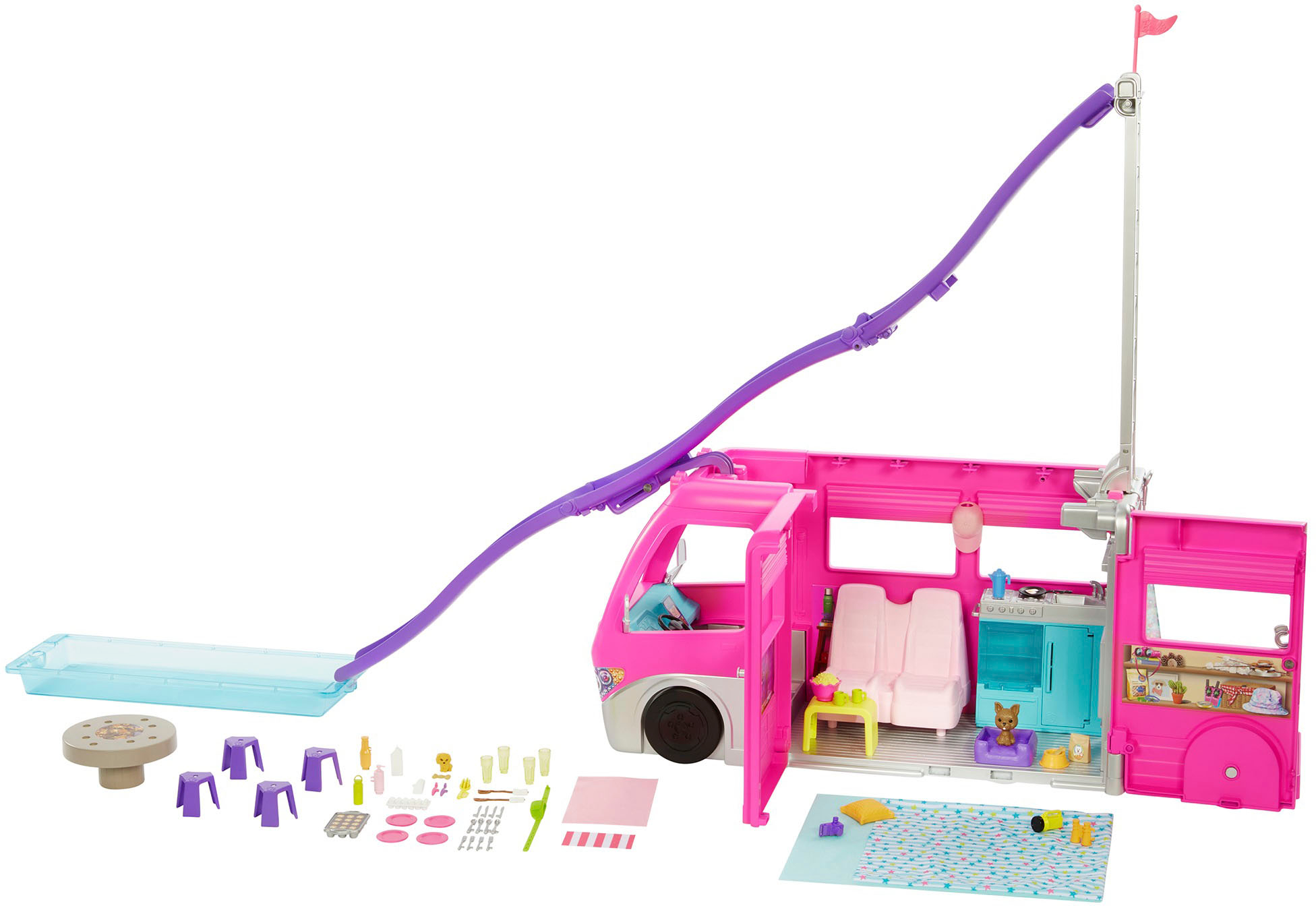 Left View: Barbie - Dream Camper Vehicle Playset