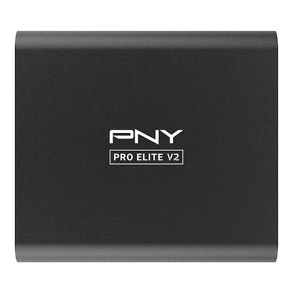 Front. PNY - PRO Elite V2 1TB External USB 3.2 Gen 2x1, Type-C Portable SSD - Black.