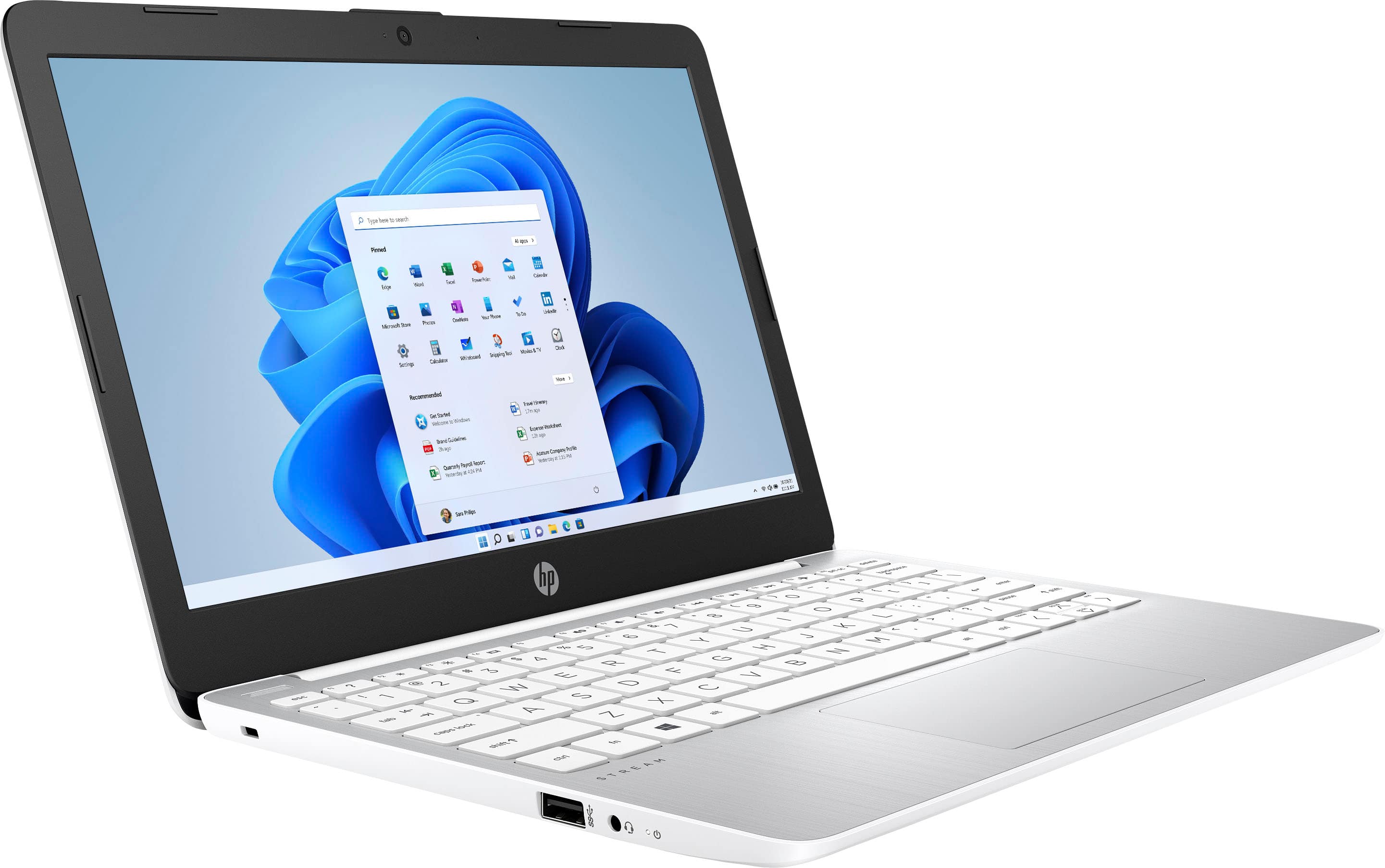 Angle. HP - Stream 11.6" Laptop - Intel Celeron - 4GB Memory - 64GB eMMC - Diamond White.