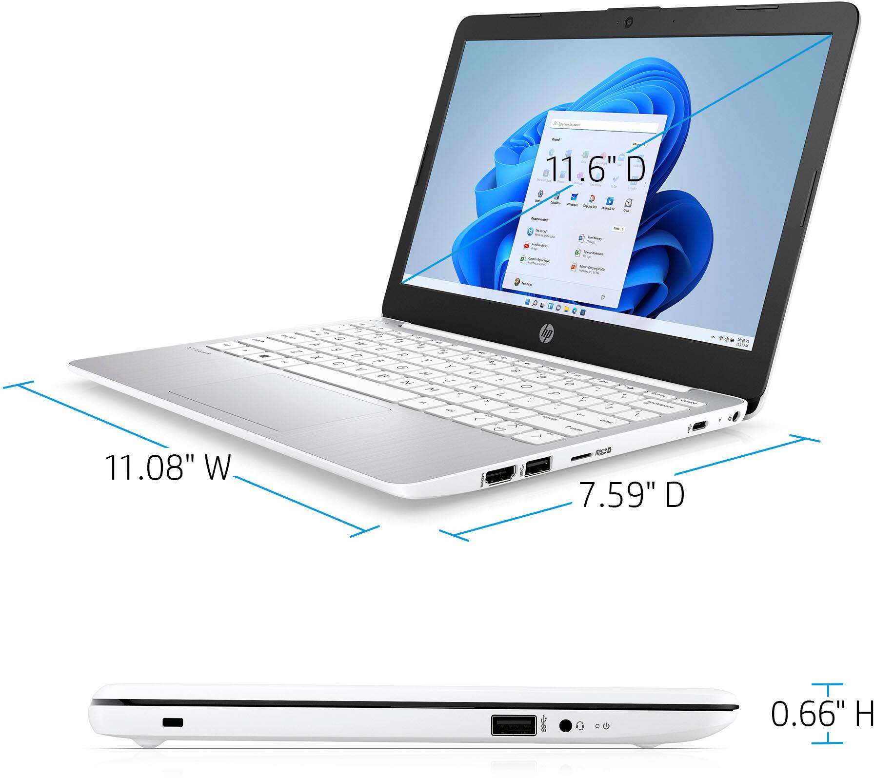 Alt View 10. HP - Stream 11.6" Laptop - Intel Celeron - 4GB Memory - 64GB eMMC - Diamond White.
