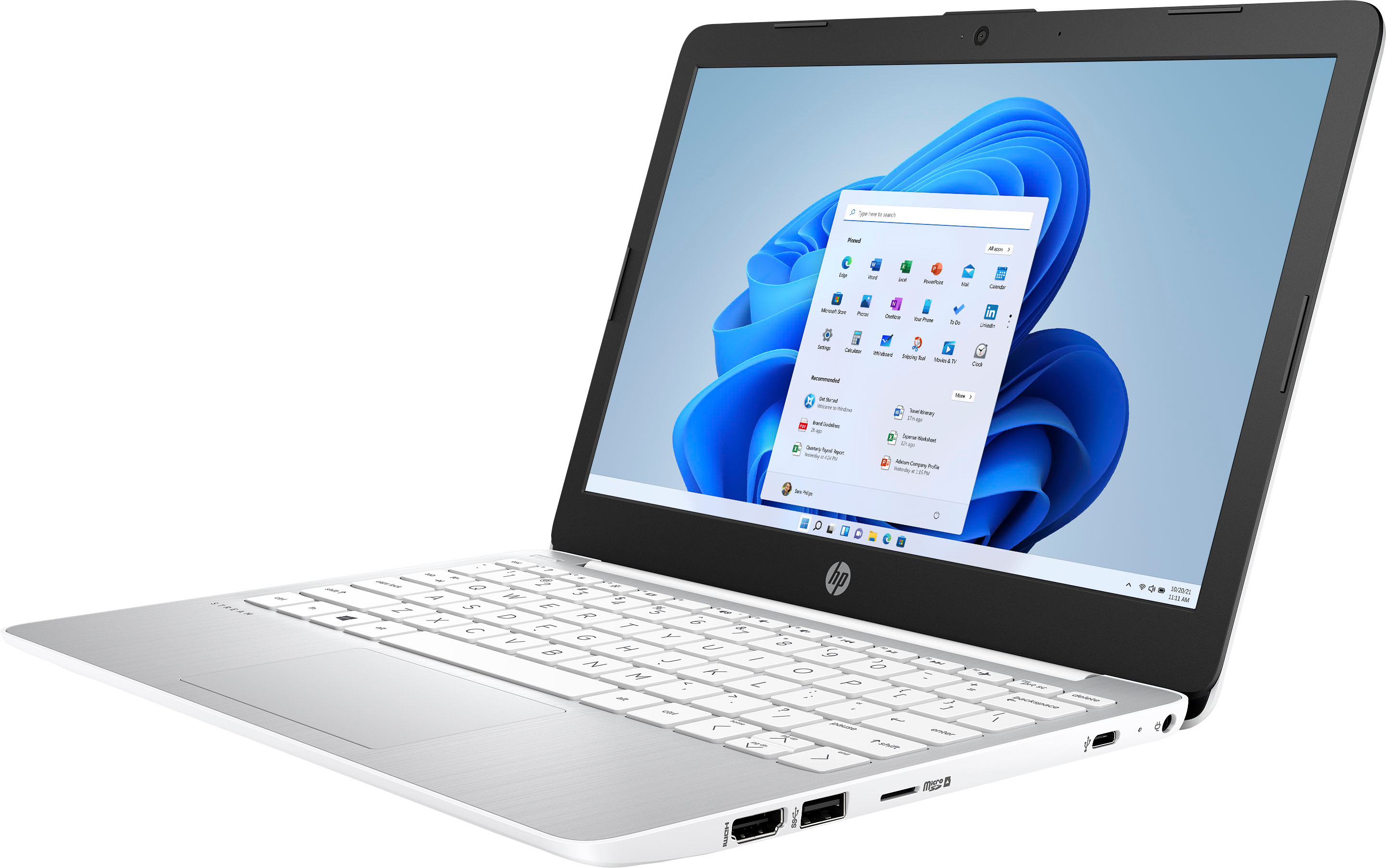Left View: HP - Stream 11.6" Laptop - Intel Celeron - 4GB Memory - 64GB eMMC - Diamond White